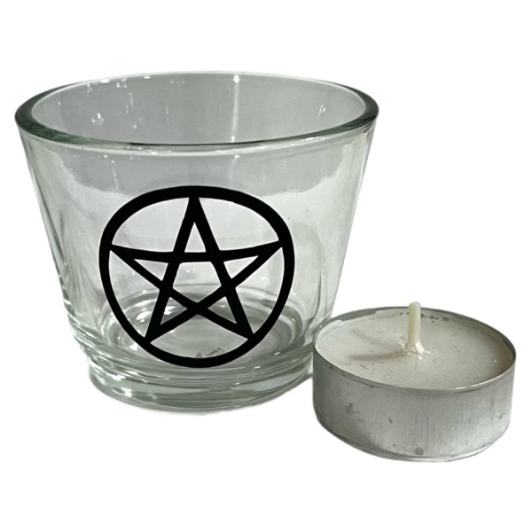 Pentagram - Glass Votive Candle Holder